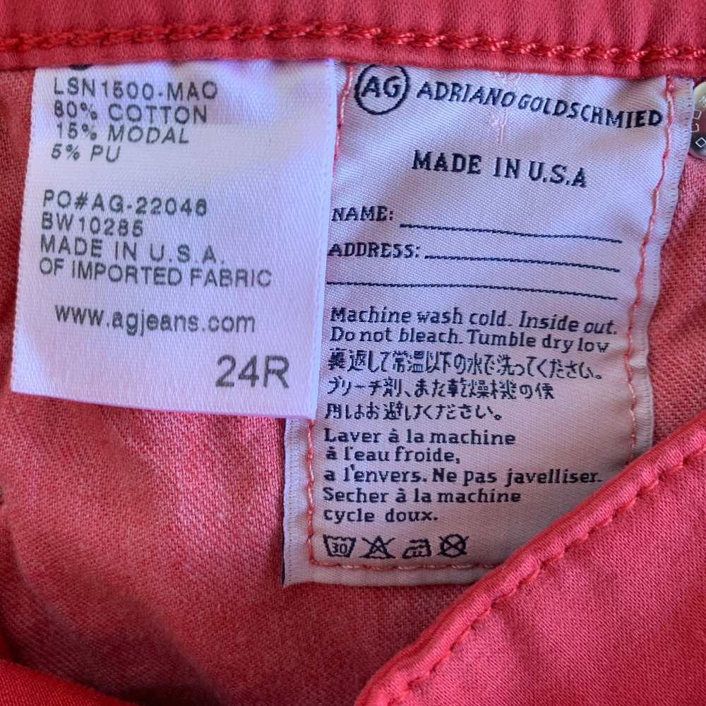 NWT Adriano Goldschmied The Absolute Legging Skinny Jeans Size 24 Coral - Picture 8 of 10